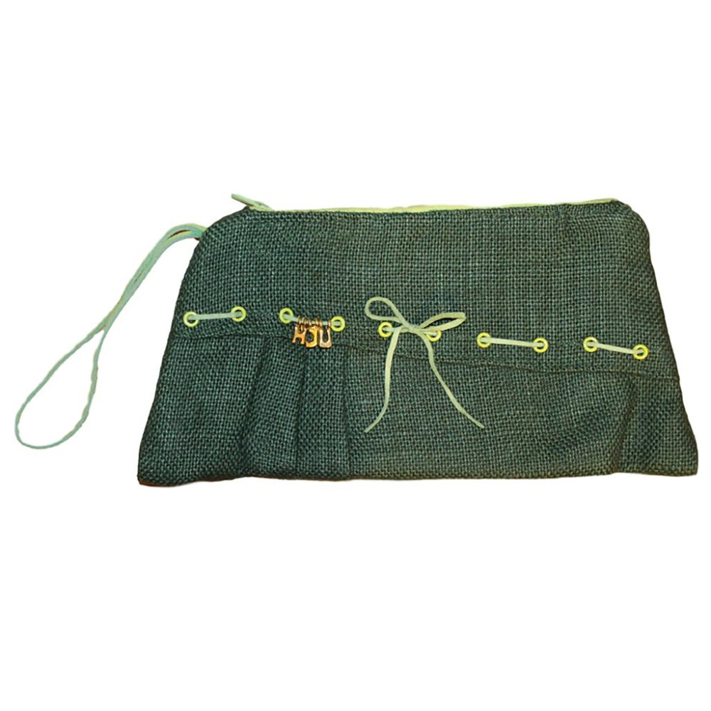 Handmade Burlap Clutch Women's Handbag Wristlet - Picture 3 of 6